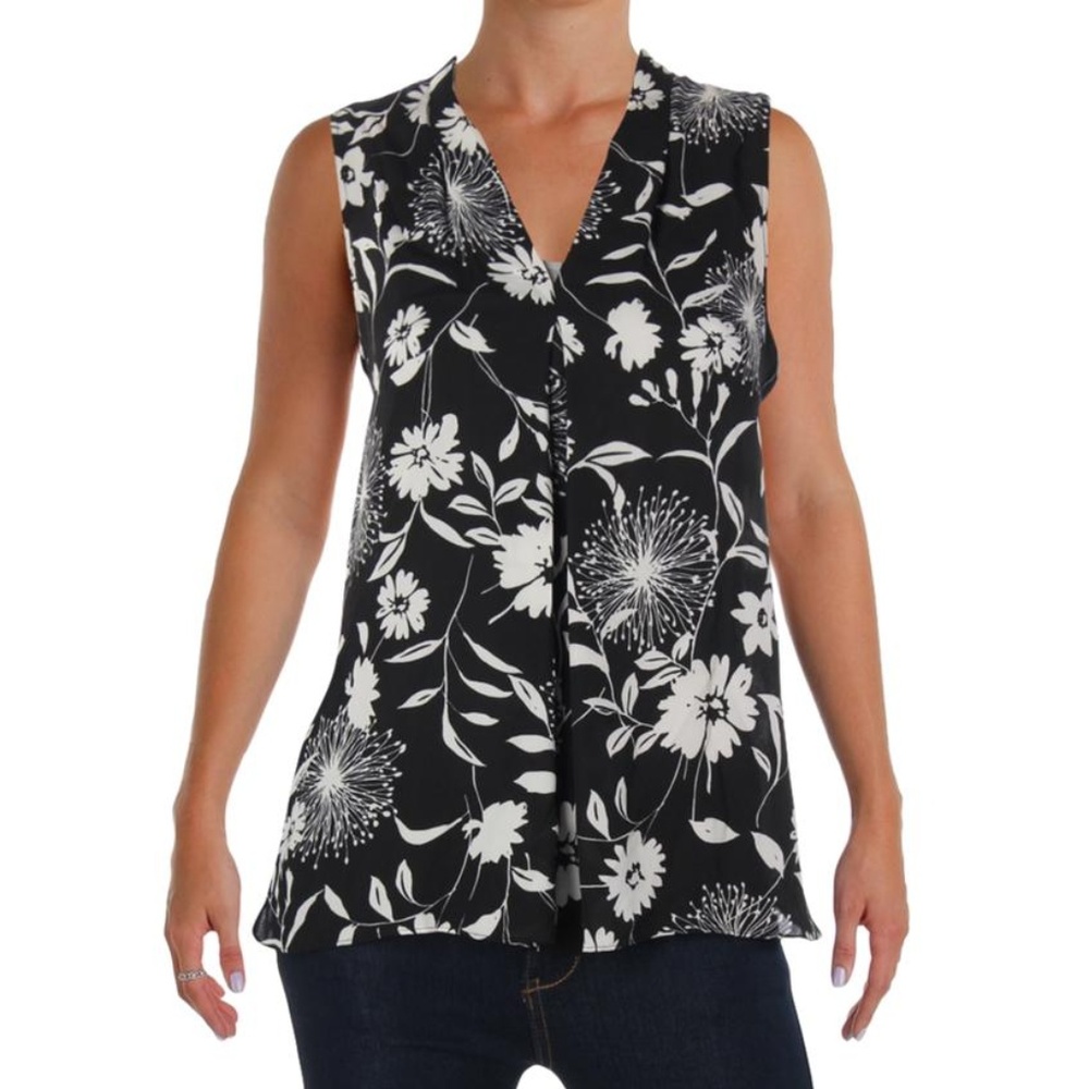 NWT Vince Camuto Black and White Floral Blouse